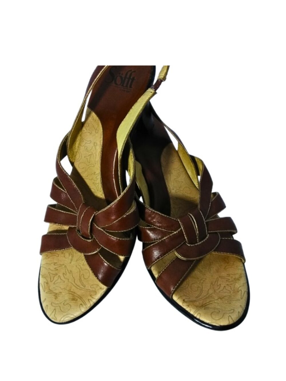 Sofft Women’s Brown Leather Strappy Heel Sandals – Size 10M